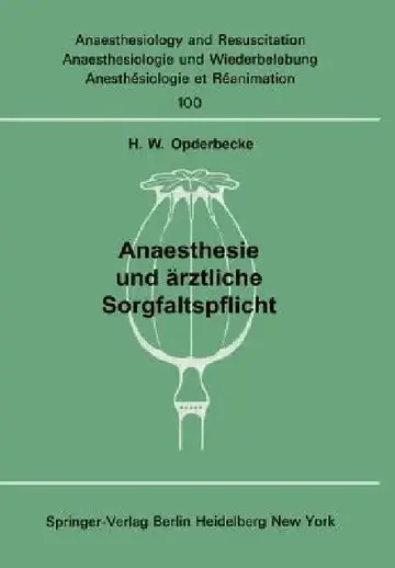 Cover of Anaesthesie Und Ärztliche Sorgfaltspflicht