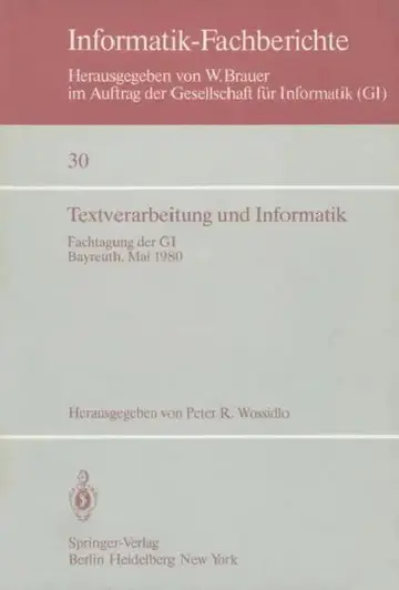 Cover of Textverarbeitung Und Informatik
