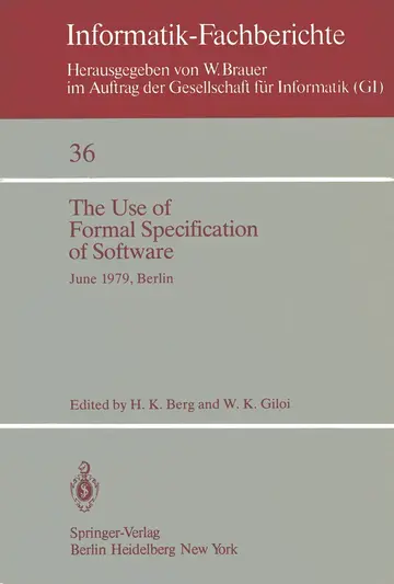 Cover of The Use of Formal Specification of Software