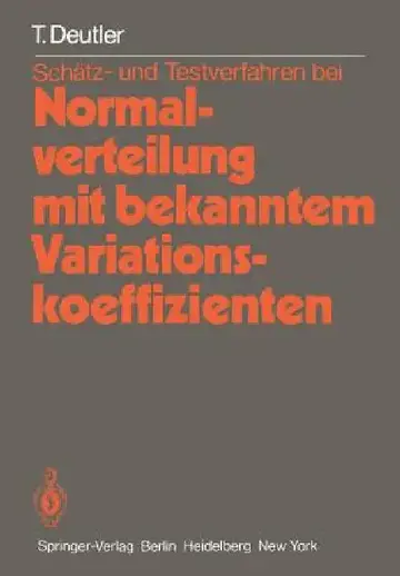 Cover of Schätz- Und Testverfahren Bei Normalverteilung Mit Bekanntem Variationskoeffizienten