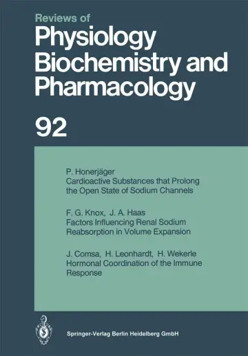 Cover of Reviews of Physiology, Biochemistry and Pharmacology