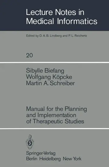 Cover of Manual for the Planning and Implementation of Therapeutic Studies