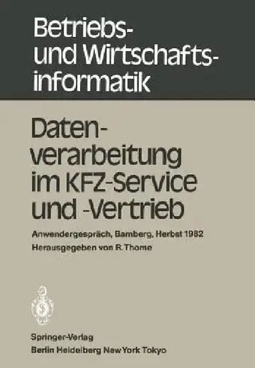 Cover of Datenverarbeitung Im Kfz-Service Und -Vertrieb
