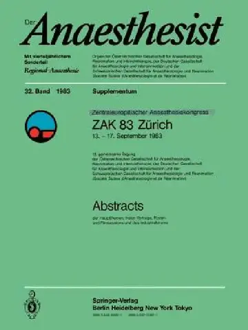 Cover of Zentraleuropôischer Anaesthesiekongress Zak 83 Zürich