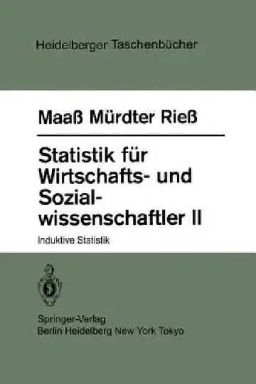 Cover of Statistik Für Wirtschafts- Und Sozialwissenschaftler II