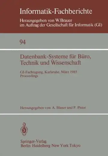 Cover of Datenbank-Systeme Für Büro, Technik Und Wissenschaft