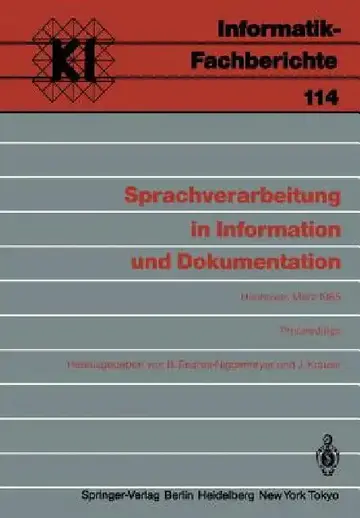 Cover of Sprachverarbeitung in Information Und Dokumentation