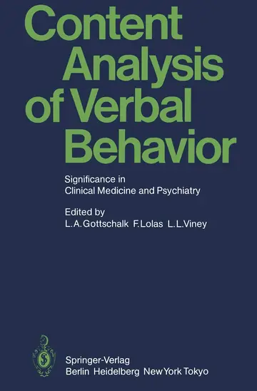 Cover of Content Analysis of Verbal Behavior