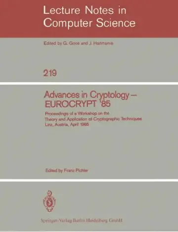 Cover of Advances in Cryptology - Eurocrypt '85