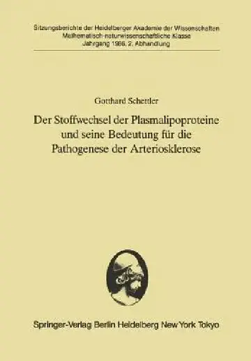 Cover of Der Stoffwechsel Der Plasmalipoproteine Und Seine Bedeutung Für Die Pathogenese Der Arteriosklerose