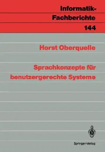 Cover of Sprachkonzepte Für Benutzergerechte Systeme