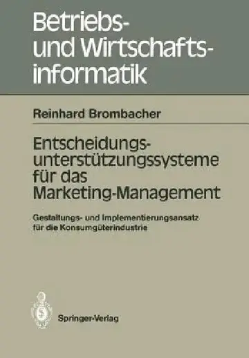Cover of Entscheidungs-Unterstützungssysteme Für Das Marketing-Management