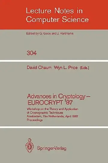 Cover of Advances in Cryptology - Eurocrypt '87