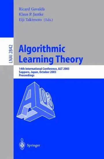 Cover of Algorithmic Learning Theory