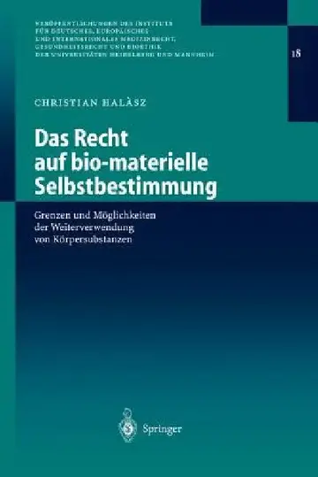 Cover of Das Recht Auf Bio-Materielle Selbstbestimmung