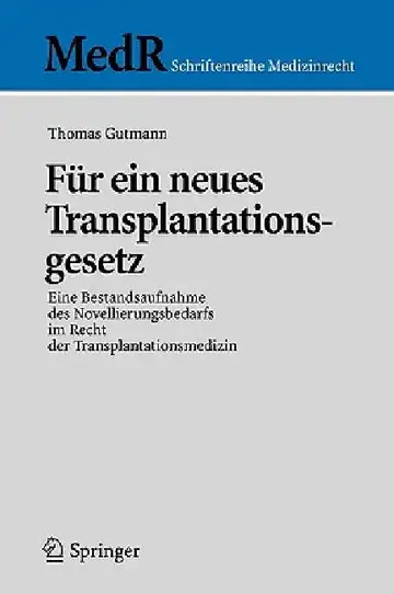 Cover of Für Ein Neues Transplantationsgesetz