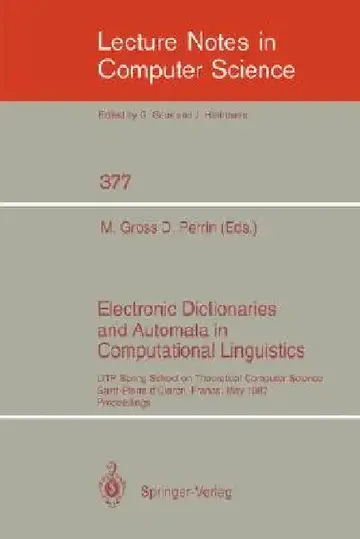 Cover of Electronic Dictionaries and Automata in Computational Linguistics