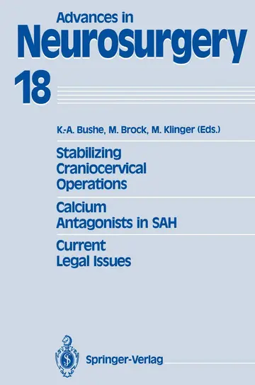 Cover of Stabilizing Craniocervical Operations Calcium Antagonists in SAH Current Legal Issues
