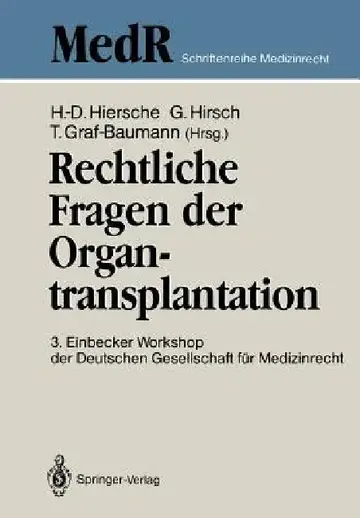 Cover of Rechtliche Fragen Der Organtransplantation