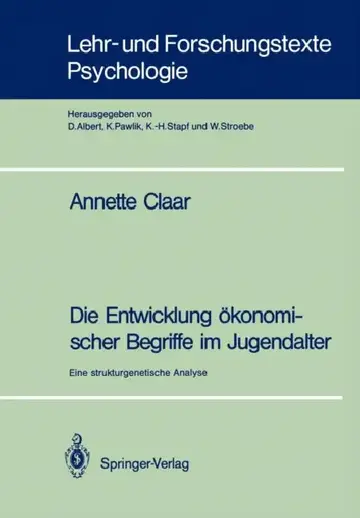Cover of Die Entwicklung Ökonomischer Begriffe Im Jugendalter