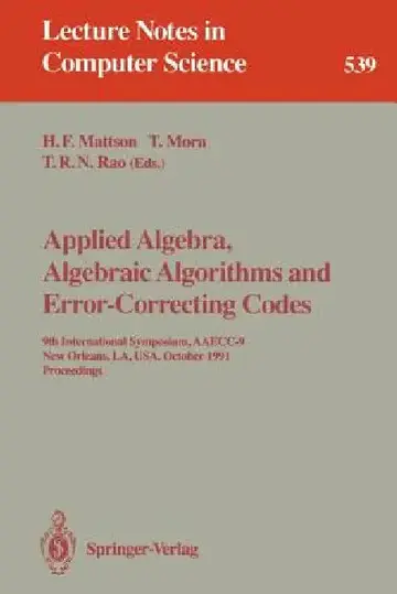 Cover of Applied Algebra, Algebraic Algorithms and Error-Correcting Codes