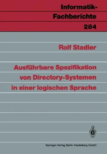 Cover of Ausführbare Spezifikation Von Directory-Systemen in Einer Logischen Sprache