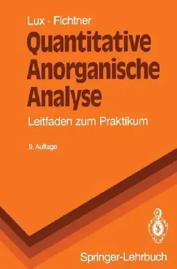 Cover of Quantitative Anorganische Analyse