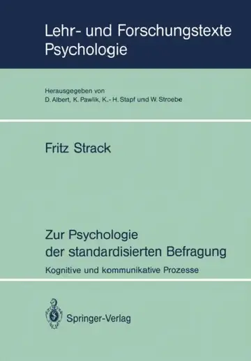 Cover of Zur Psychologie Der Standardisierten Befragung