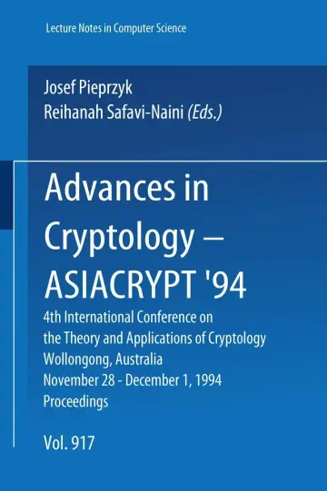 Cover of Advances in Cryptology - Asiacrypt `94