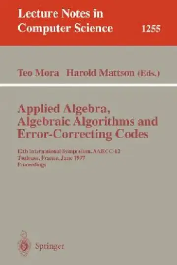 Cover of Applied Algebra, Algebraic Algorithms and Error-Correcting Codes
