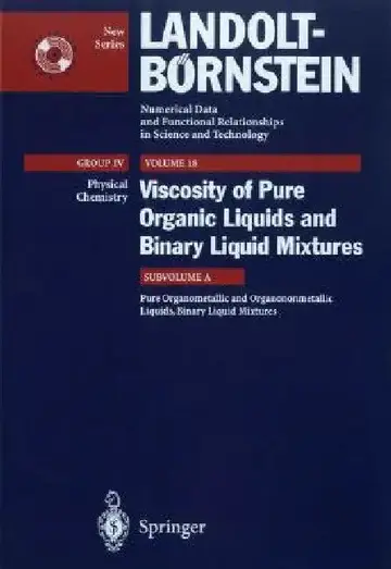 Cover of Pure Organometallic and Organononmetallic Liquids, Binary Liquid Mixtures