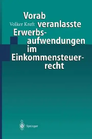 Cover of Vorab Veranlasste Erwerbsaufwendungen Im Einkommensteuerrecht