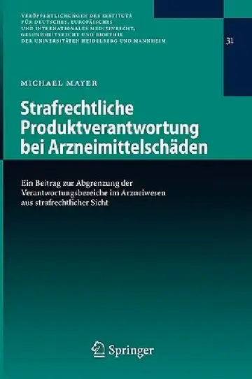 Cover of Strafrechtliche Produktverantwortung Bei Arzneimittelschäden