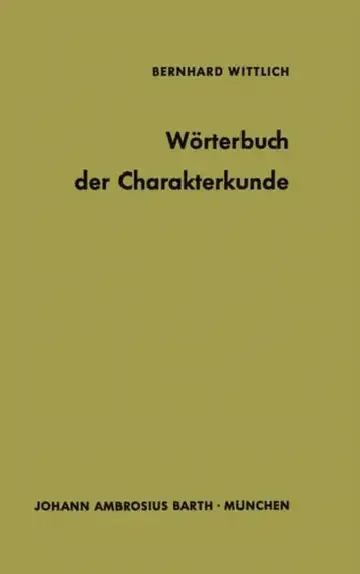Cover of Wörterbuch Der Charakterkunde