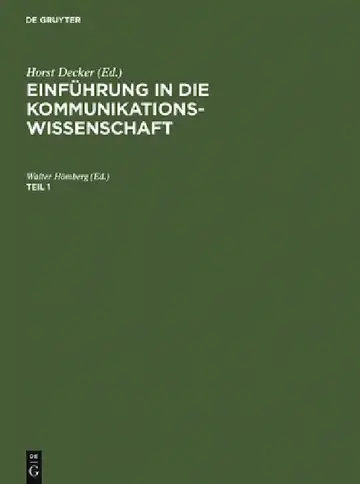 Cover of Einführung in Die Kommunikationswissenschaft. Teil 1