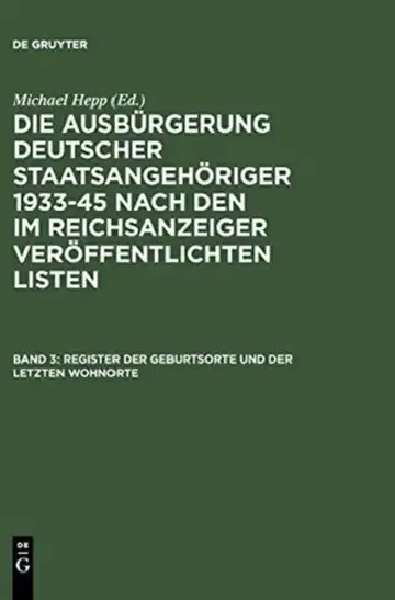 Cover of Register Der Geburtsorte Und Der Letzten Wohnorte