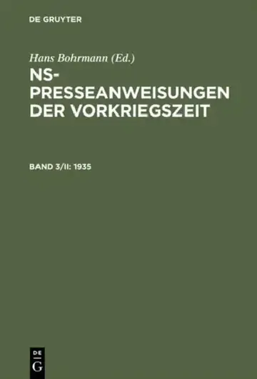 Cover of NS-Presseanweisungen der Vorkriegszeit, Band 3/II, NS-Presseanweisungen der Vorkriegszeit (1935)