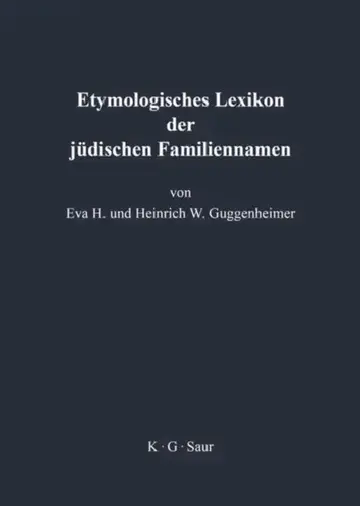 Cover of Etymologisches Lexikon Der Judischen Familiennamen
