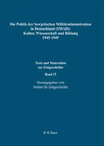 Cover of Die Politik Der Sowjetischen Militäradministration in Deutschland (Smad)