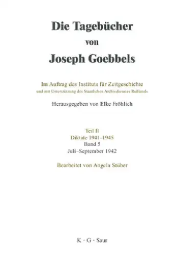Cover of Die Tagebücher von Joseph Goebbels, Band 5, Juli - September 1942