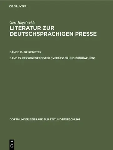 Cover of Personenregister ( Verfasser Und Biographien)