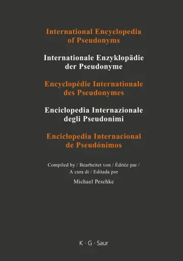 Cover of International Encyclopedia of Pseudonyms