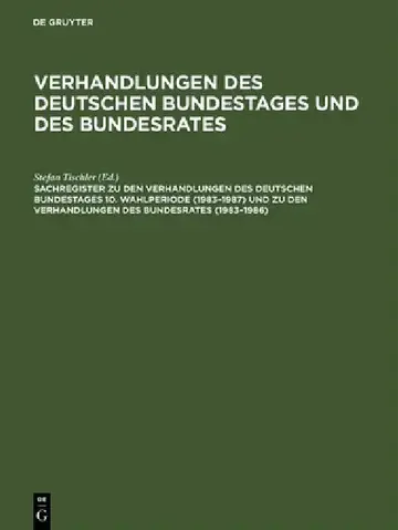 Cover of Sachregister Zu Den Verhandlungen Des Deutschen Bundestages 10. Wahlperiode (1983-1987) Und Zu Den Verhandlungen Des Bundesrates (1983-1986)