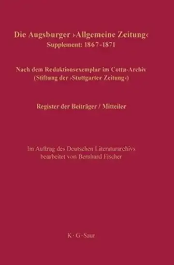 Cover of Register der Beiträger / Mitteiler
