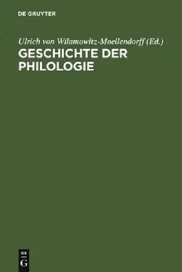 Cover of Geschichte Der Philologie
