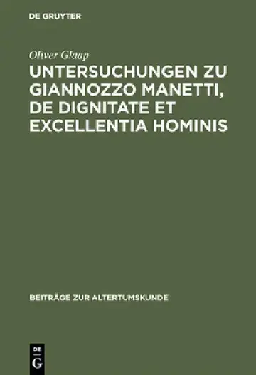 Cover of Untersuchungen Zu Giannozzo Manetti, de Dignitate Et Excellentia Hominis