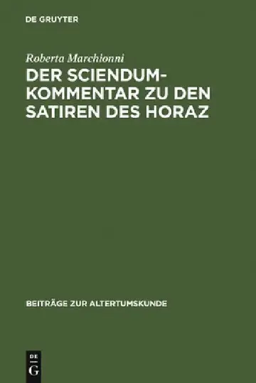 Cover of Der Sciendum-Kommentar Zu Den Satiren Des Horaz