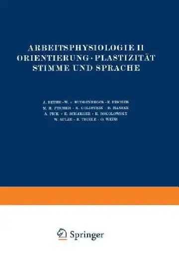 Cover of Arbeitsphysiologie II Orientierung - Plastizität Stimme Und Sprache