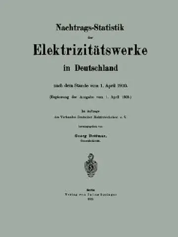 Cover of Nachtrags-Statistik Der Elektrizitätswerke in Deutschland