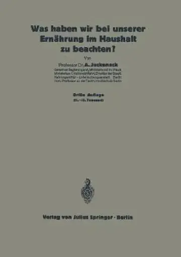Cover of Was Haben Wir Bei Unserer Ernährung Im Haushalt Zu Beachten?